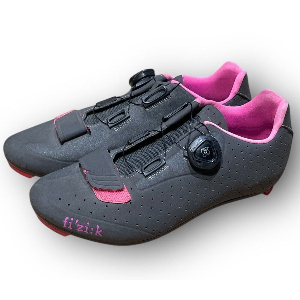 Fizik Womens R5 BOA Road Cycle Shoe Anthracite / Fuschia, EU 37.5 US 7 W/ Cleats